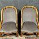 Pair of Louis XV style fireside chairs in cherry wood circa 1970