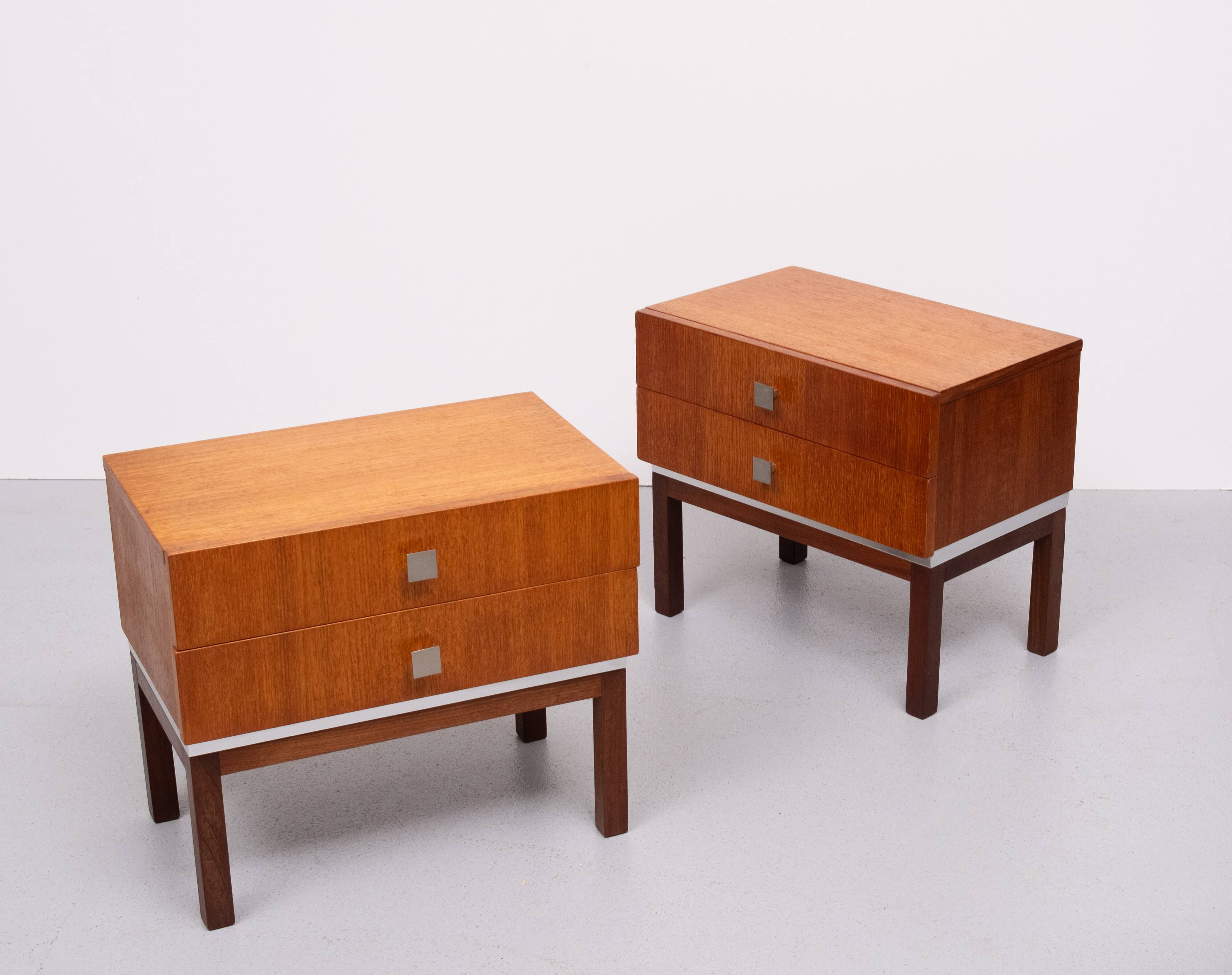Pair of Meurop teak bedside tables 1960 Belgium