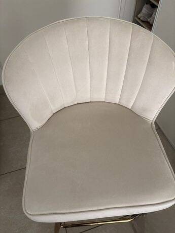 Lot de 2 chaises de bar velours blanc/crème