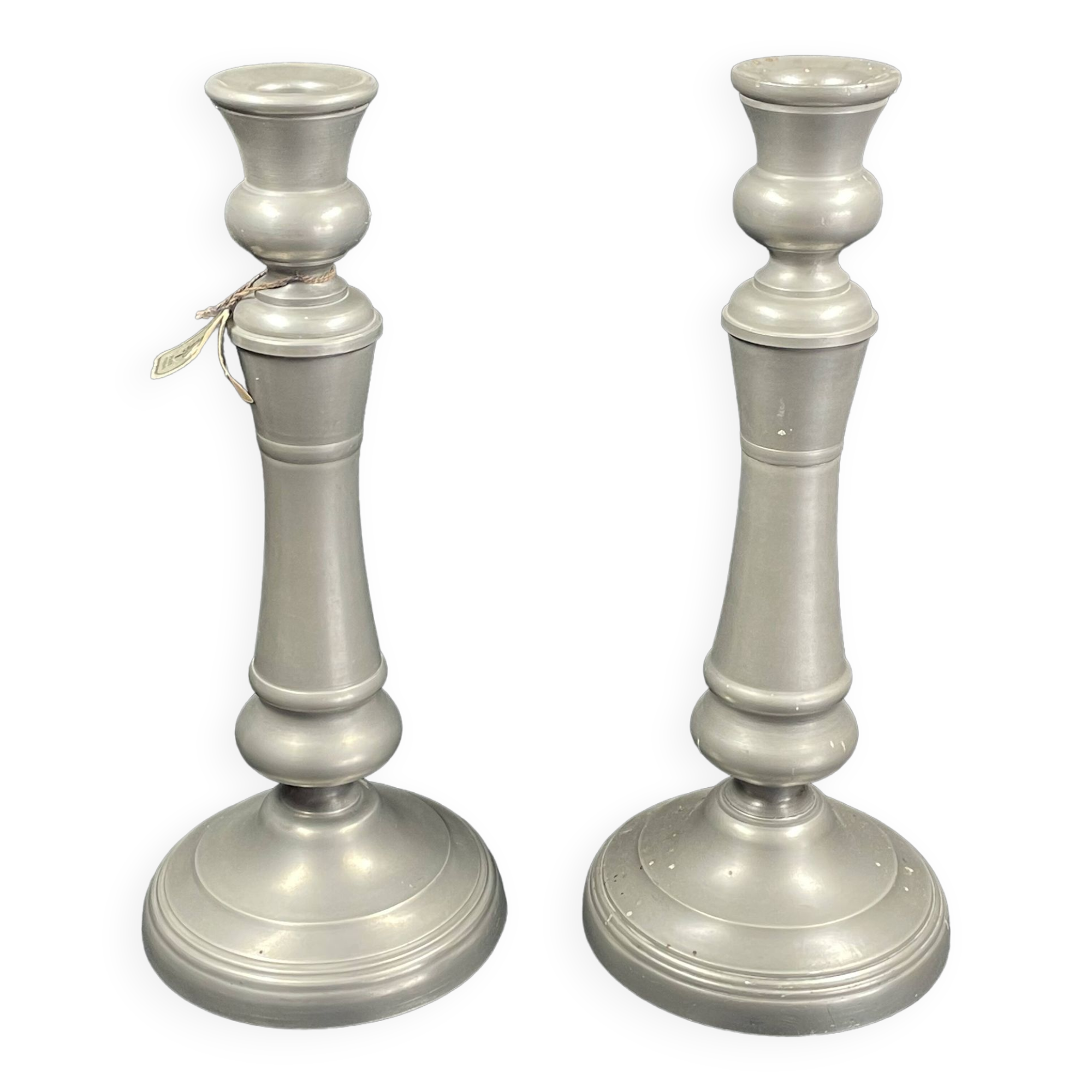 Pair of candlesticks in sitoleux tin 94% - h 27 cm