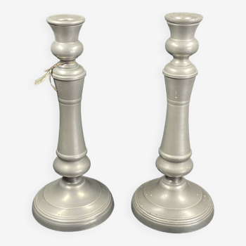 Pair of candlesticks in sitoleux tin 94% - h 27 cm