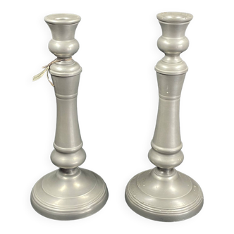 Pair of candlesticks in sitoleux tin 94% - h 27 cm