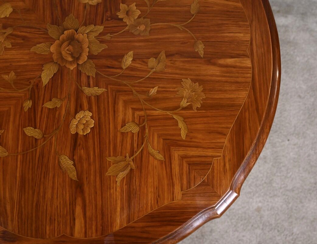 Rosewood marquetry coffee table, Louis XV style – Mid 20th century