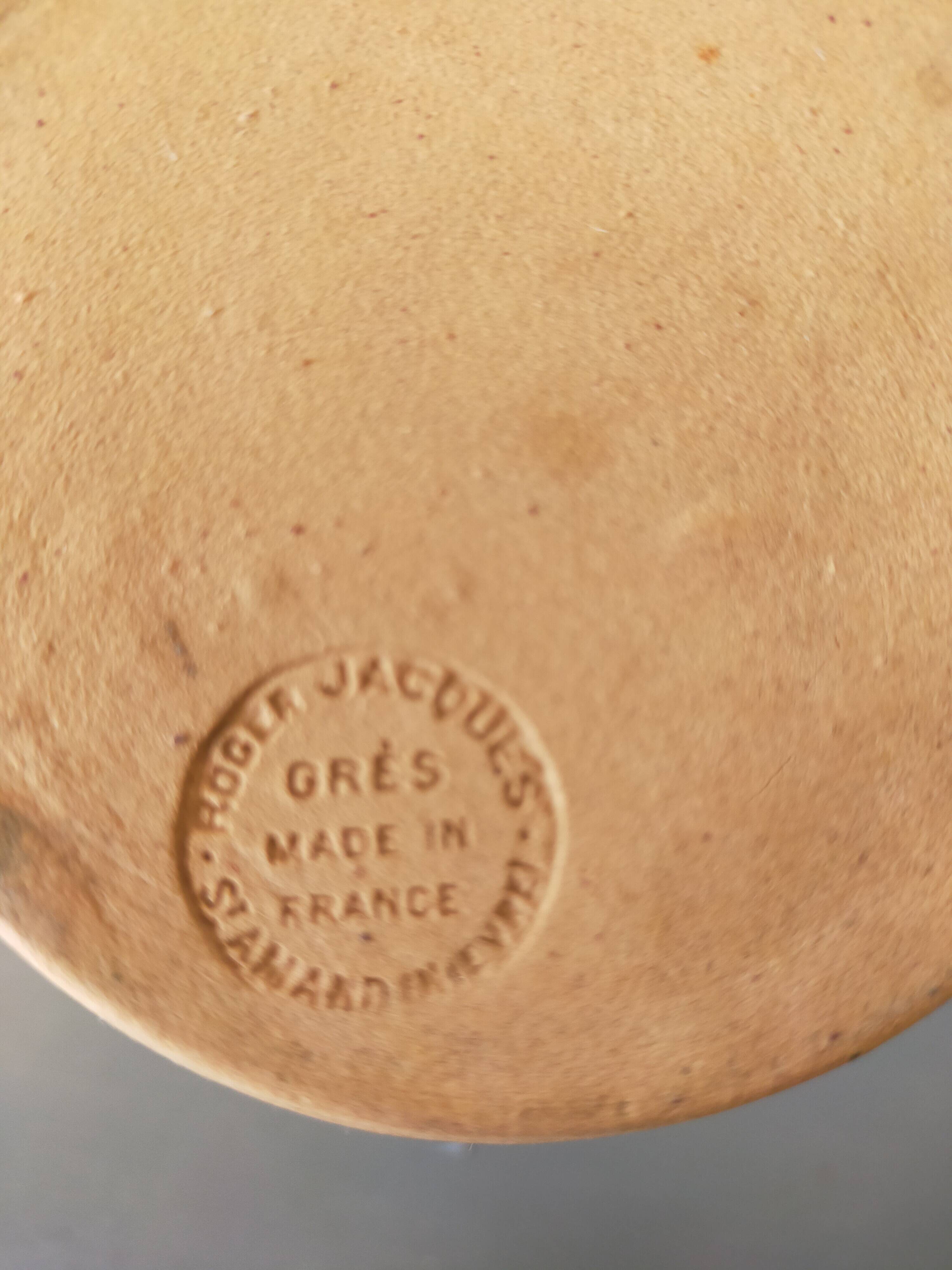 pichet en grès Roger Jacques émaillé bleu