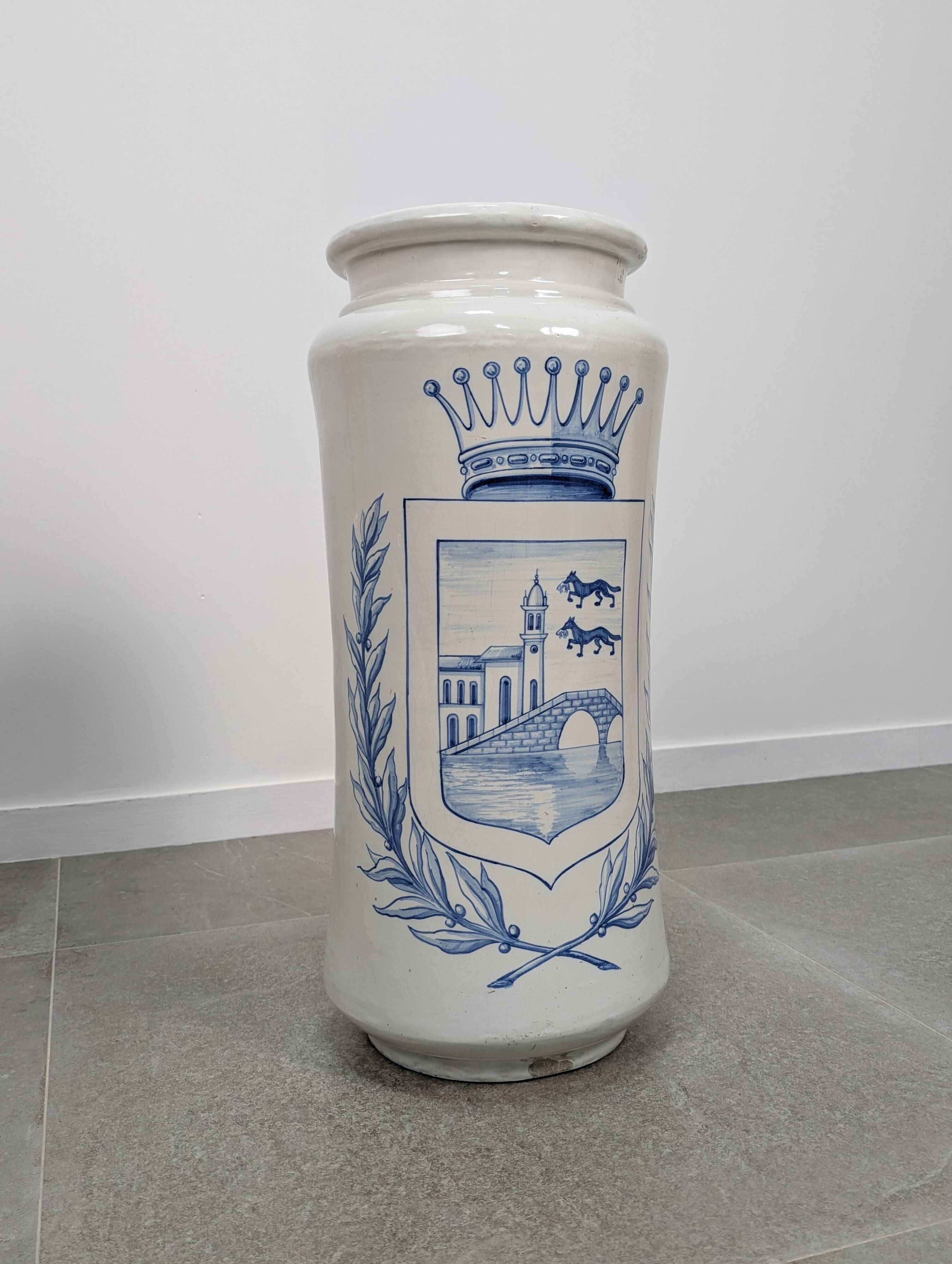 Antique Talavera Ceramic Umbrella and Walking Stick Stand with Bilbao Coat