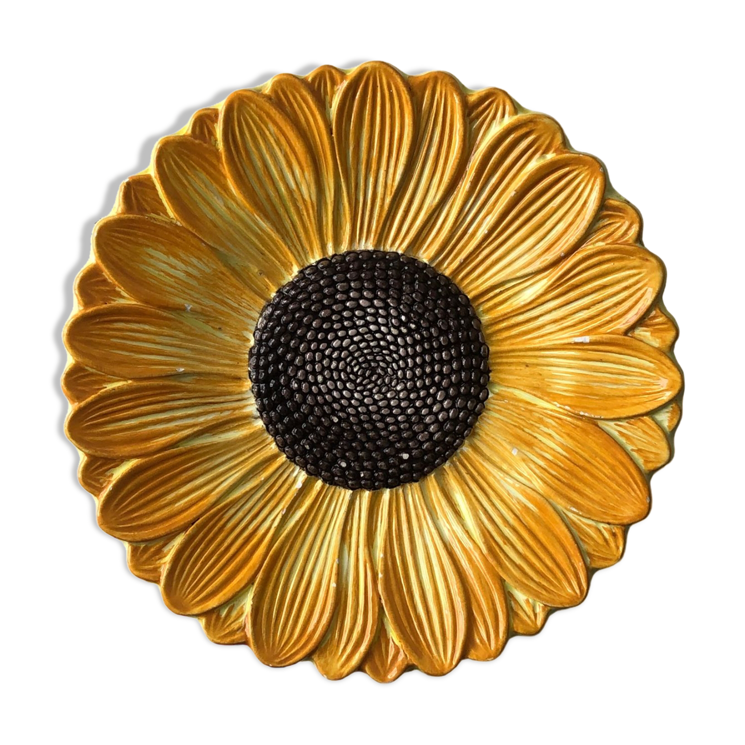 Sunflower plate Bassano Italy numbered 1889 / 22 in ceramic