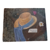 Tableau huile. Nature morte au chapeau