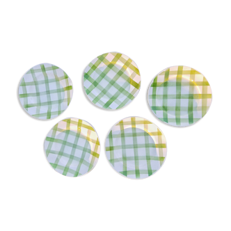 Lot 5 assiettes faïence carreaux moulin des loups