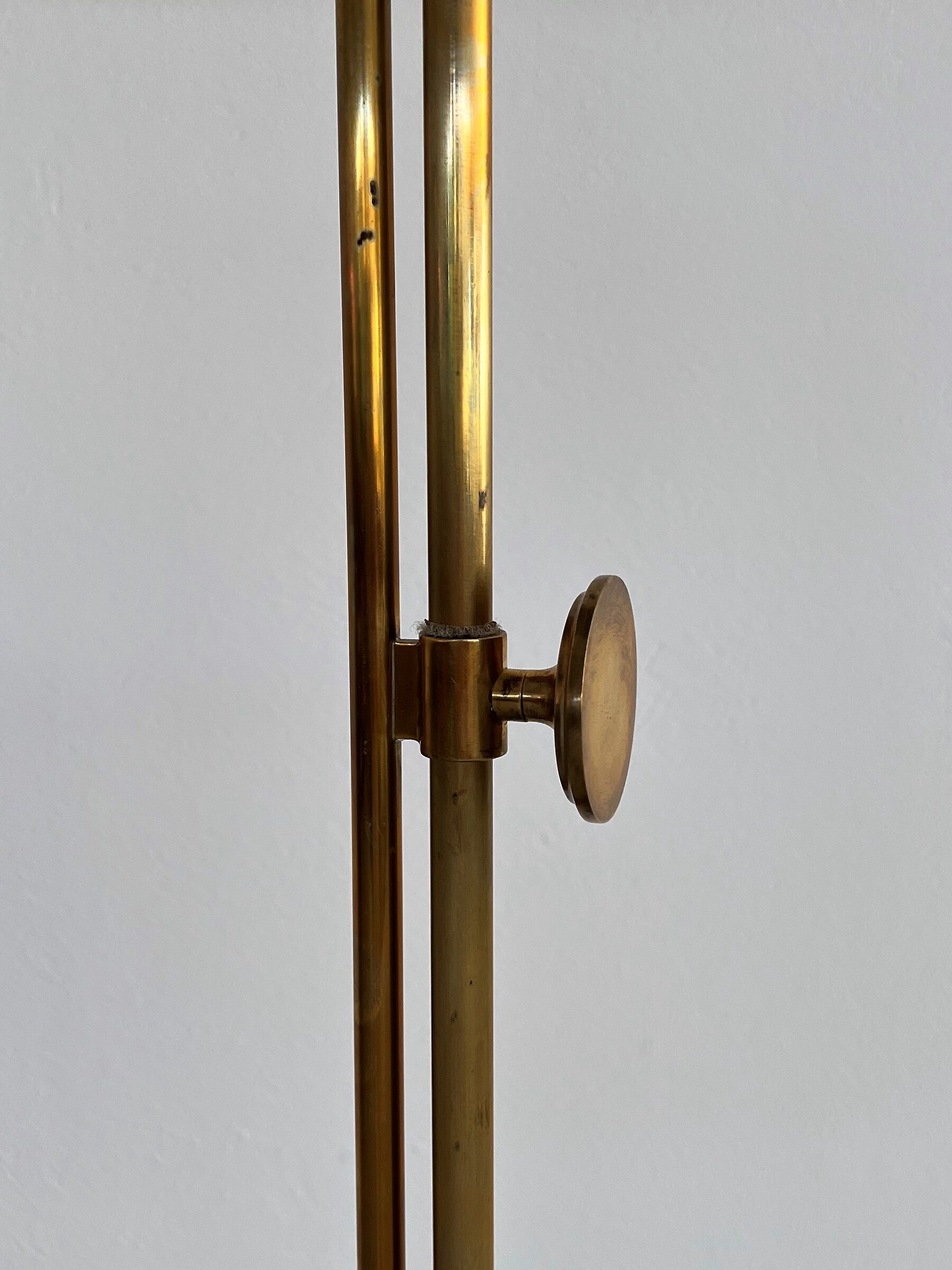 Florian schulz mid-century adjustable floor lamp in full brass, 1970