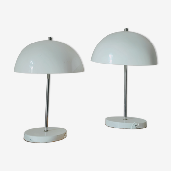 Duo of mushroom lamps with inclined lampshade