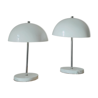 Duo of mushroom lamps with inclined lampshade