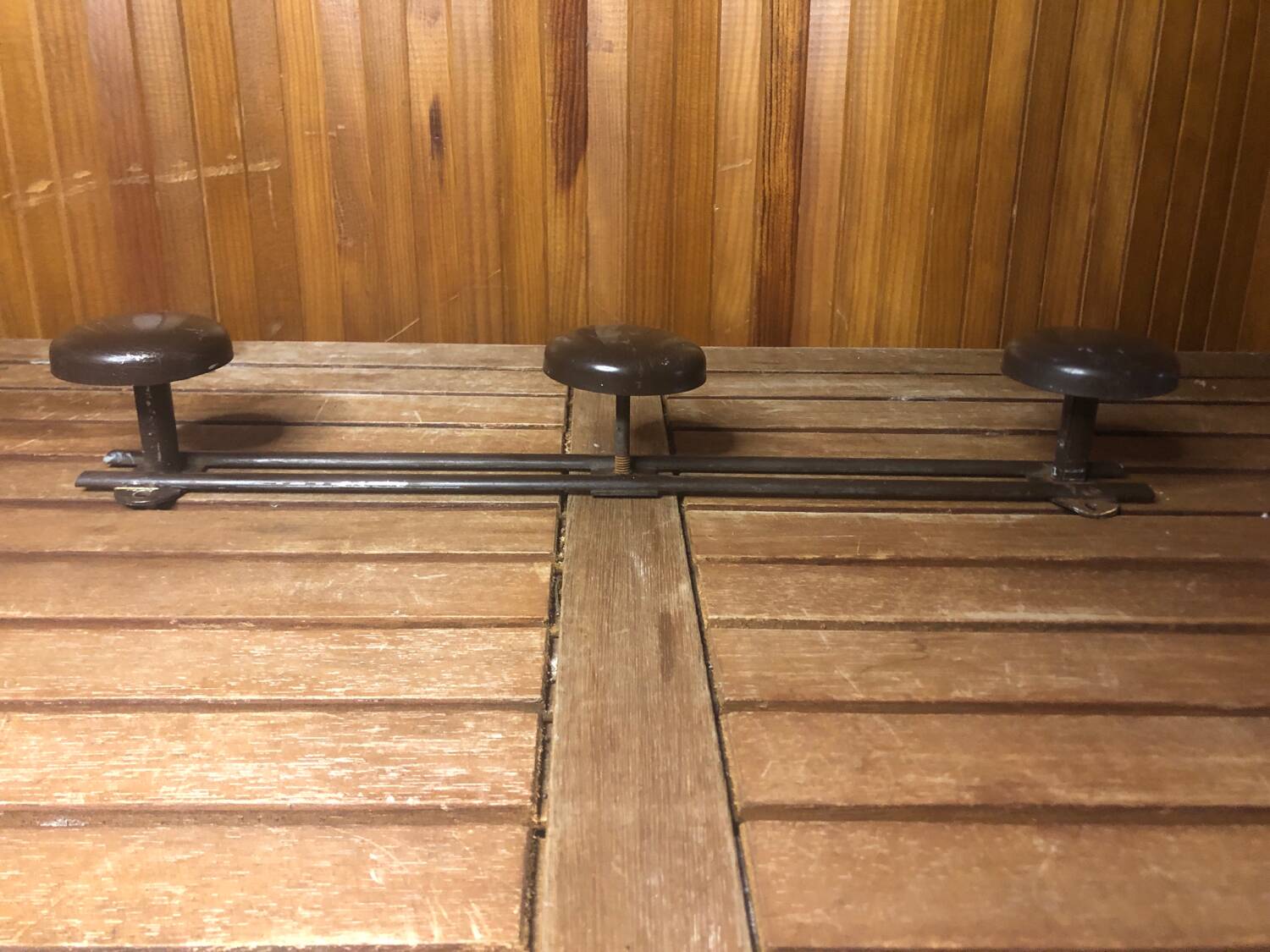 Old wall coat rack x3 vintage brown metal #a418