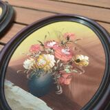 Paire de tableaux fleurs