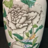 Grey peony porcelain vase signed early 20th century, China