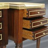 Pair of Mahogany Nightstands with White Carrara Marble in Louis XVI Style