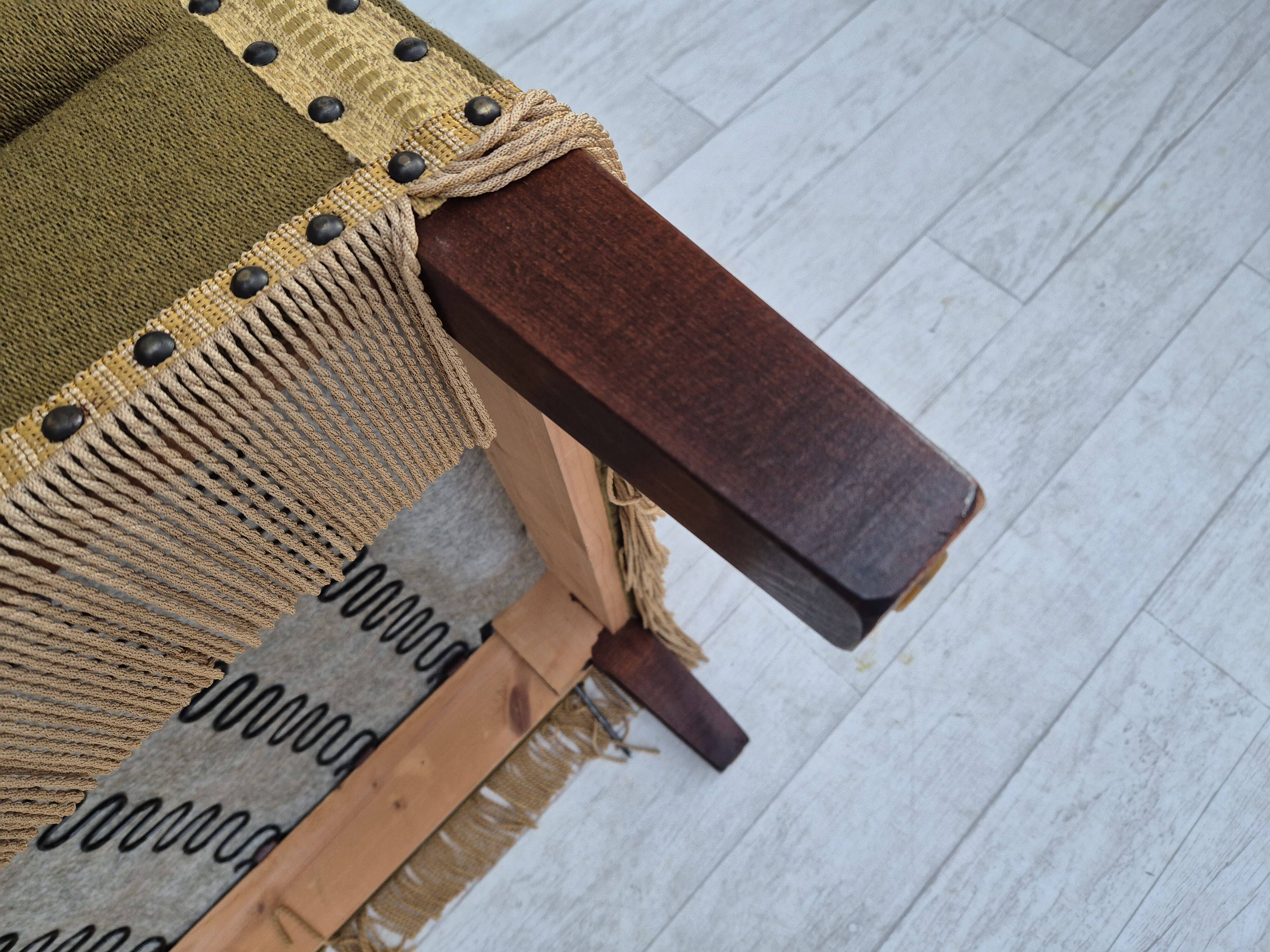 1960s, Danish velour 2 seater drop arm sofa, wool, original condition.