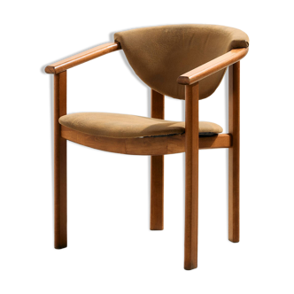 Fauteuil en hêtre et cuir, 1970