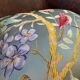 Chinoiserie Bird Cushion Cover, Cream Piped Silk Botanical Pillow