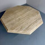 Table de repas en travertin épais design italien des années 70 vintage