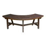 Curved solid wood bench, 70s