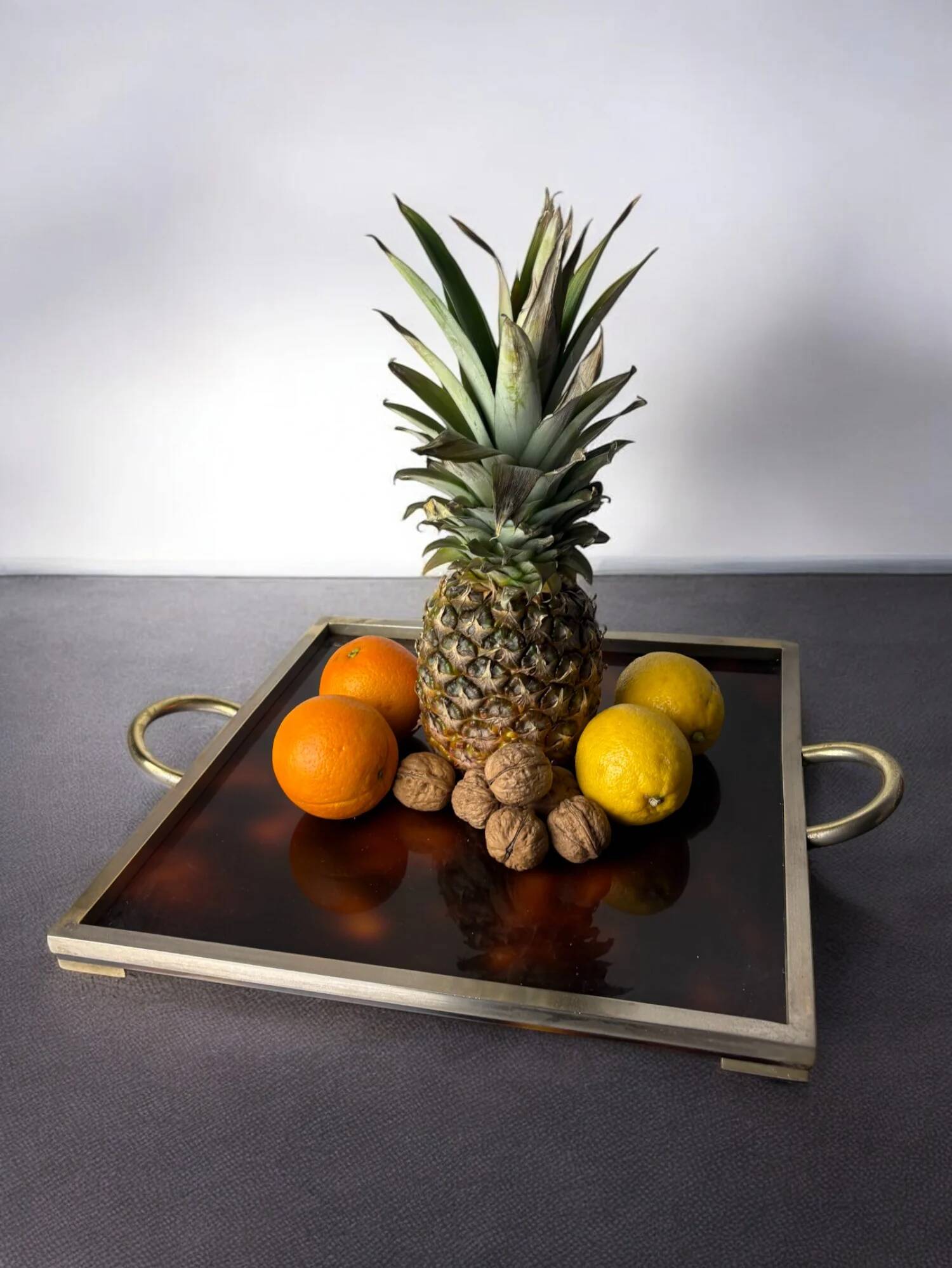 Faux tortoise shell & brass Dior style tray, Italy, 1970s