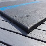Tableau peinture abstraite monochrome noir et bleu