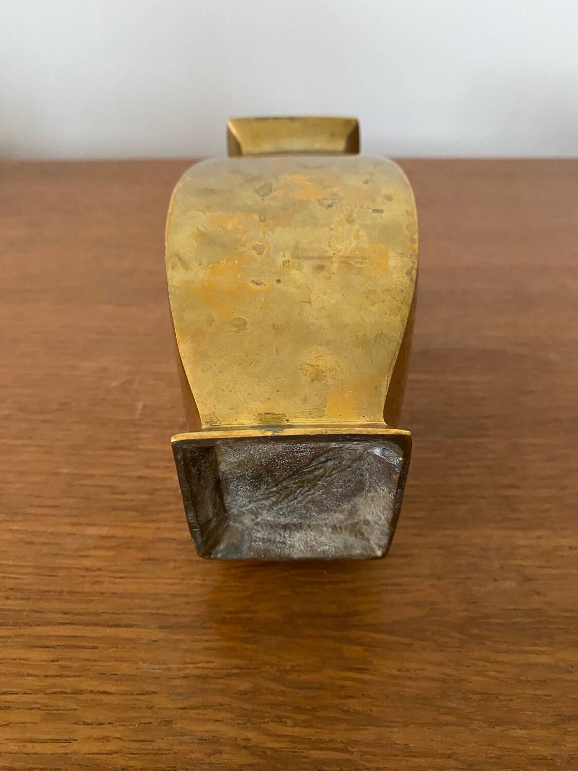 Antique deknudt style solid brass vase vintage #b972