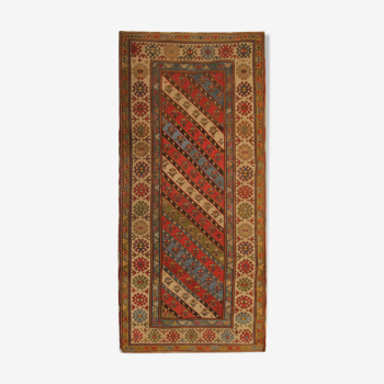 Antique Wool Kazak Rug, Handmade Oriental Shirvan Rug 109x279cm