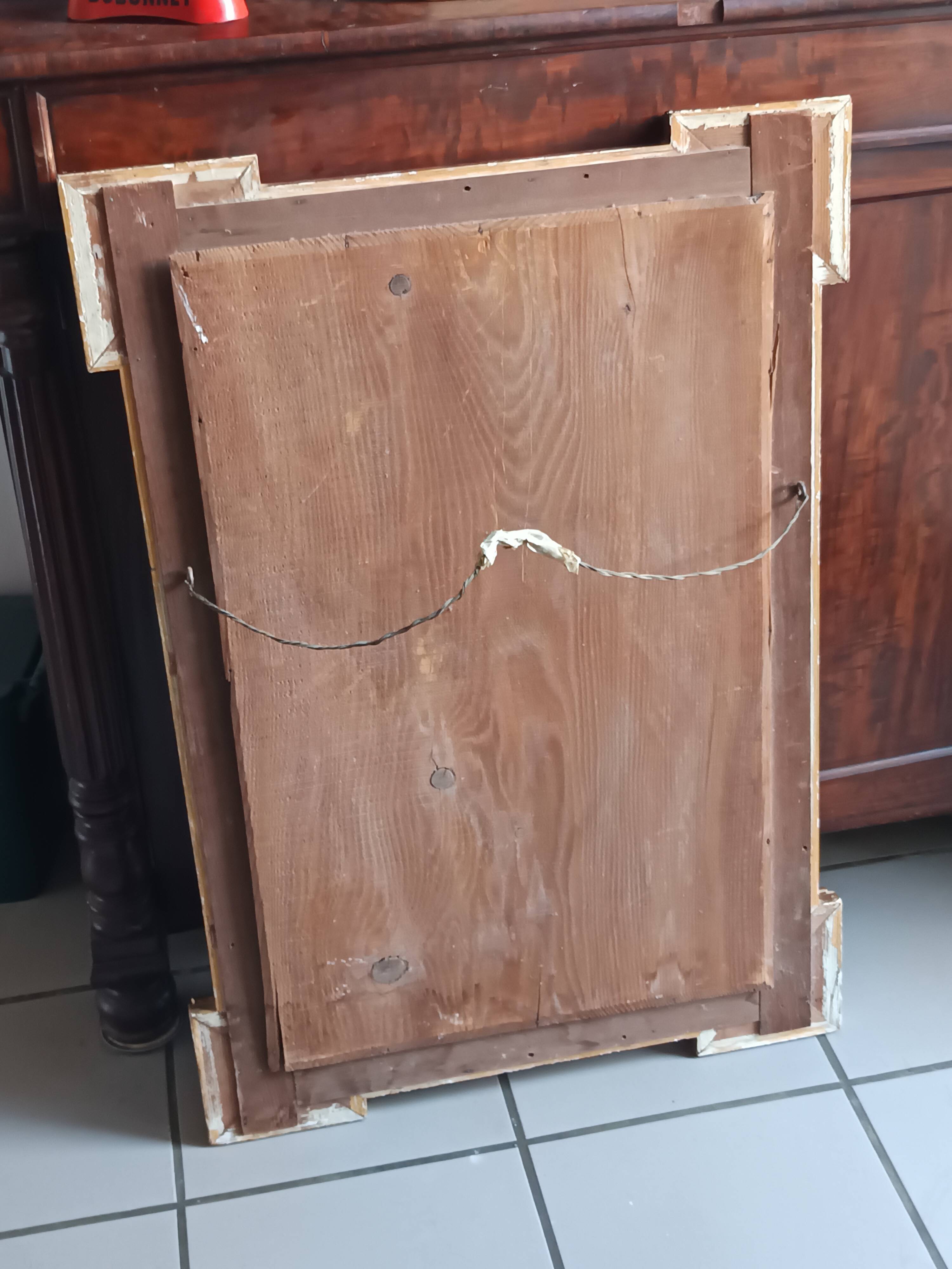 Antique mirror in wood and gilded stucco, neo Louis XVI style.