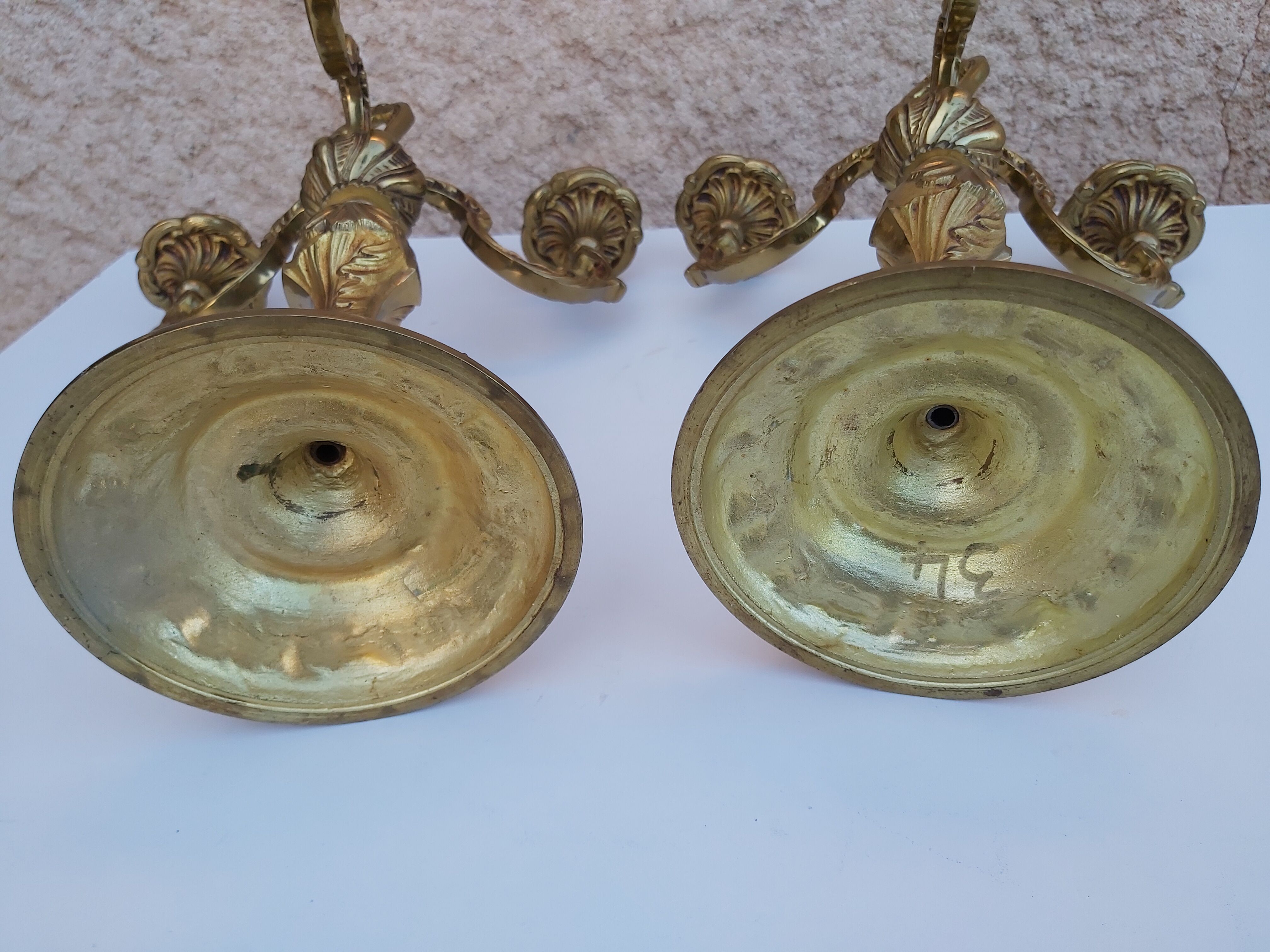 Pair of bronze candlesticks