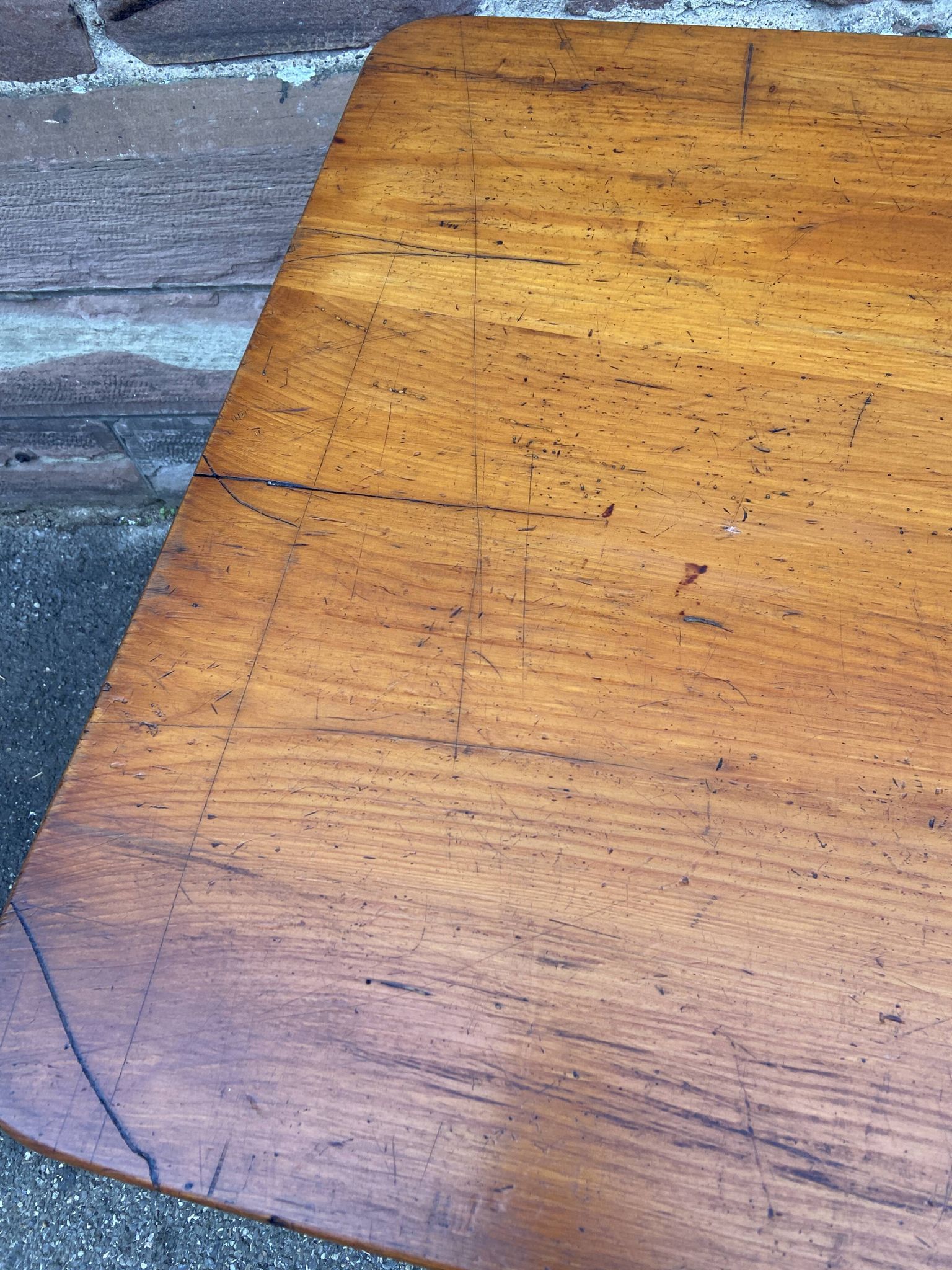 Large Alsatian farmhouse table 225 cm fir shade Merisier