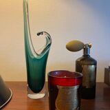 Shell crystal art sculpture vase by Paul Kedelv for Flygsfors, Scandinavian glass