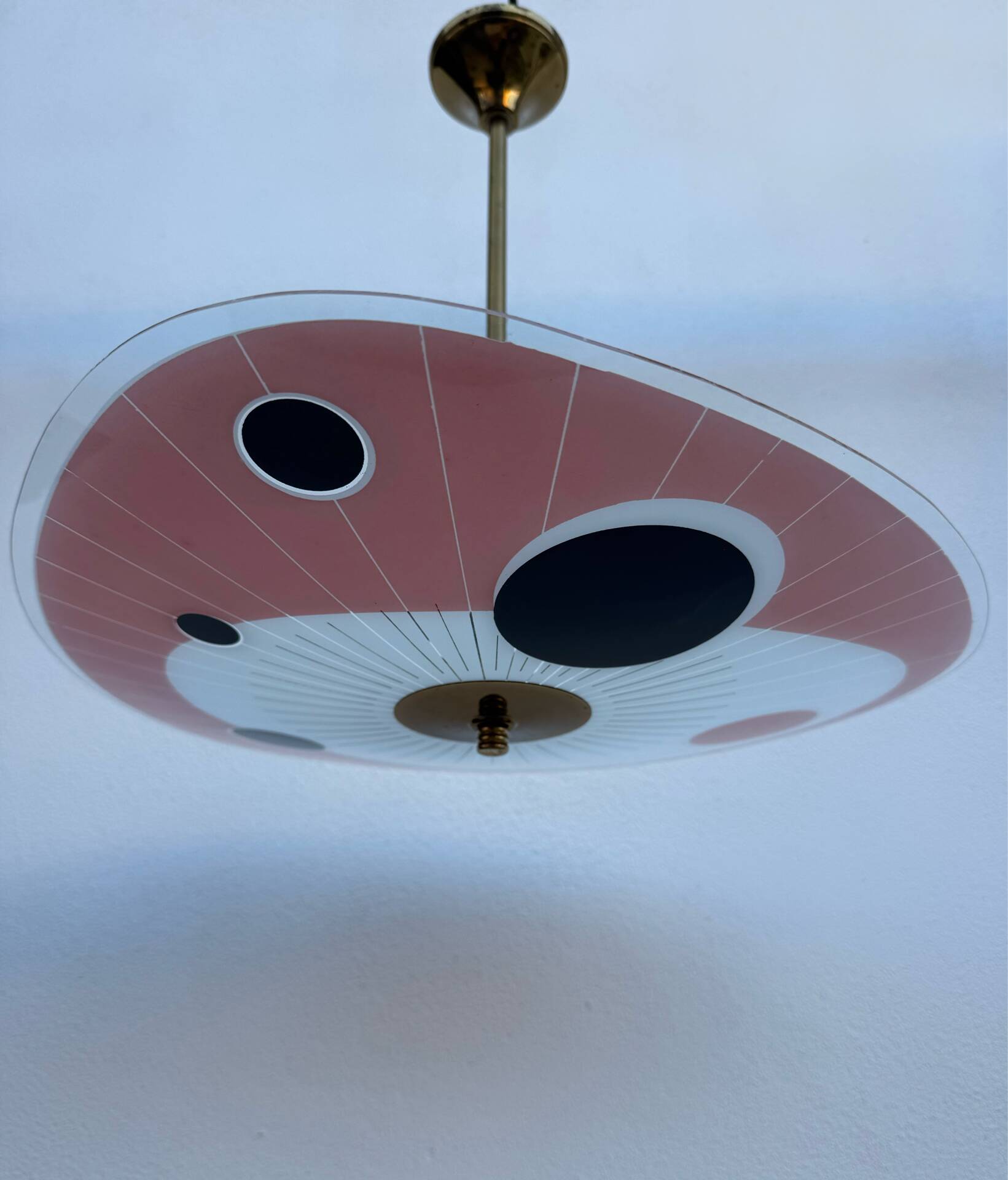 Screen-printed glass pendant from the 1960s