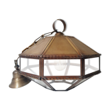 Art Deco glass and brass pendant lamp