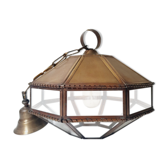 Art Deco glass and brass pendant lamp