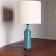 Danish truncated conical table lamp in matte blue sandstone by Gunnar Nylund for Nymolle 1960.