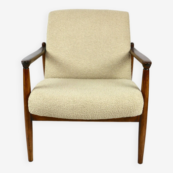 Fauteuil GFM-64 en Bouclé Beige attribué à Edmund Homa, années 1970