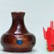 Vase céramique vintage marron et bleu