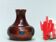 Vase céramique vintage marron et bleu