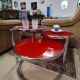 Red tempered glass coffee table
