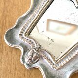 Small antique mirror in cracked ceramic with Commedia dell'Aigle mask decoration