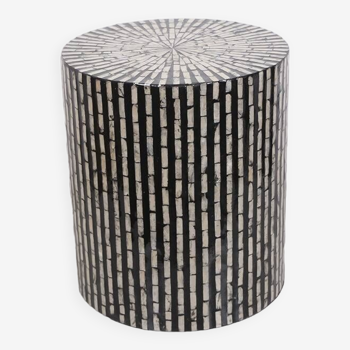 Pearlescent Mosaic Coffee Table Black&Cream 40x43 cm