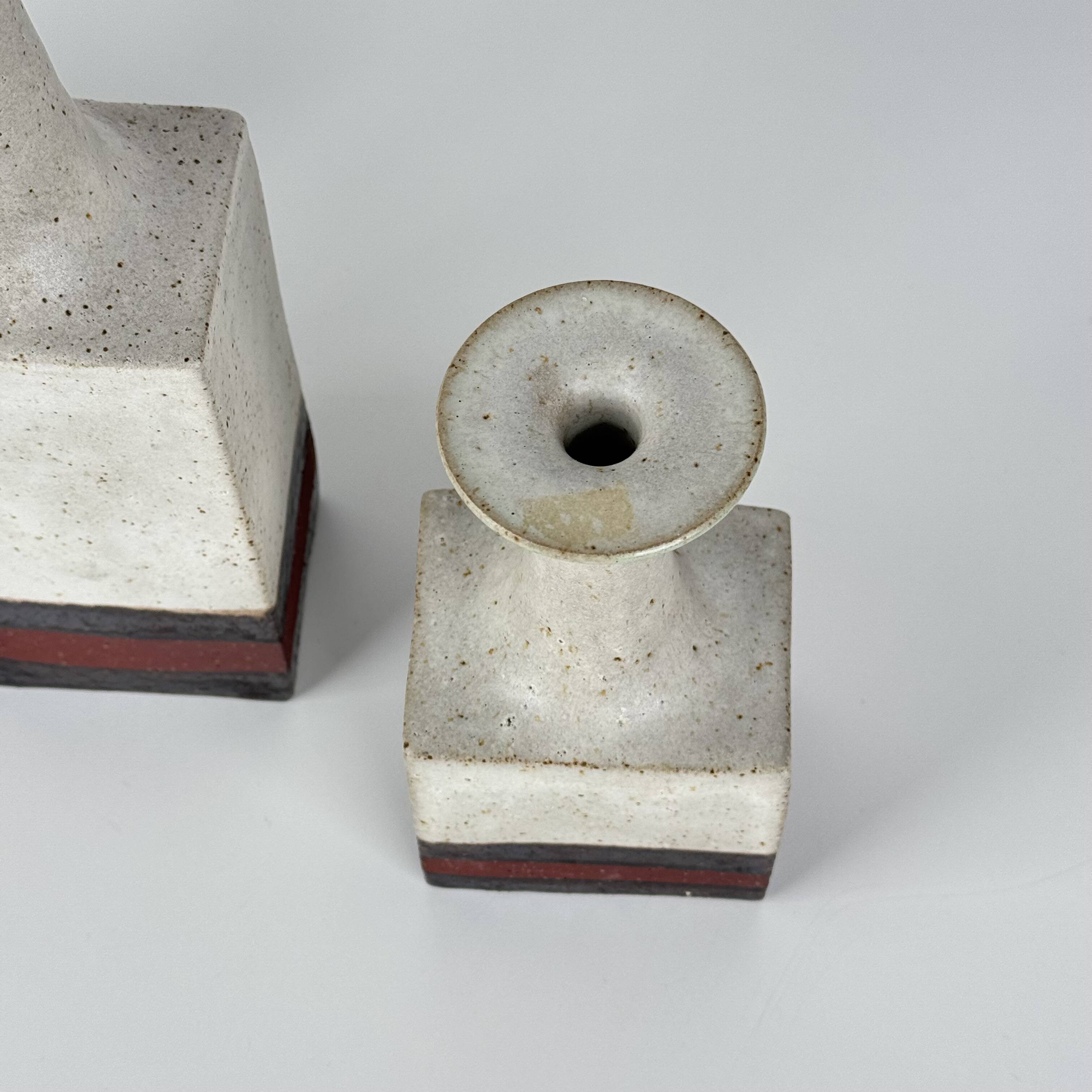 Rare Bruno Gambone Ceramic Monofiore Vase Trio, Italy – Mid-20th Century
