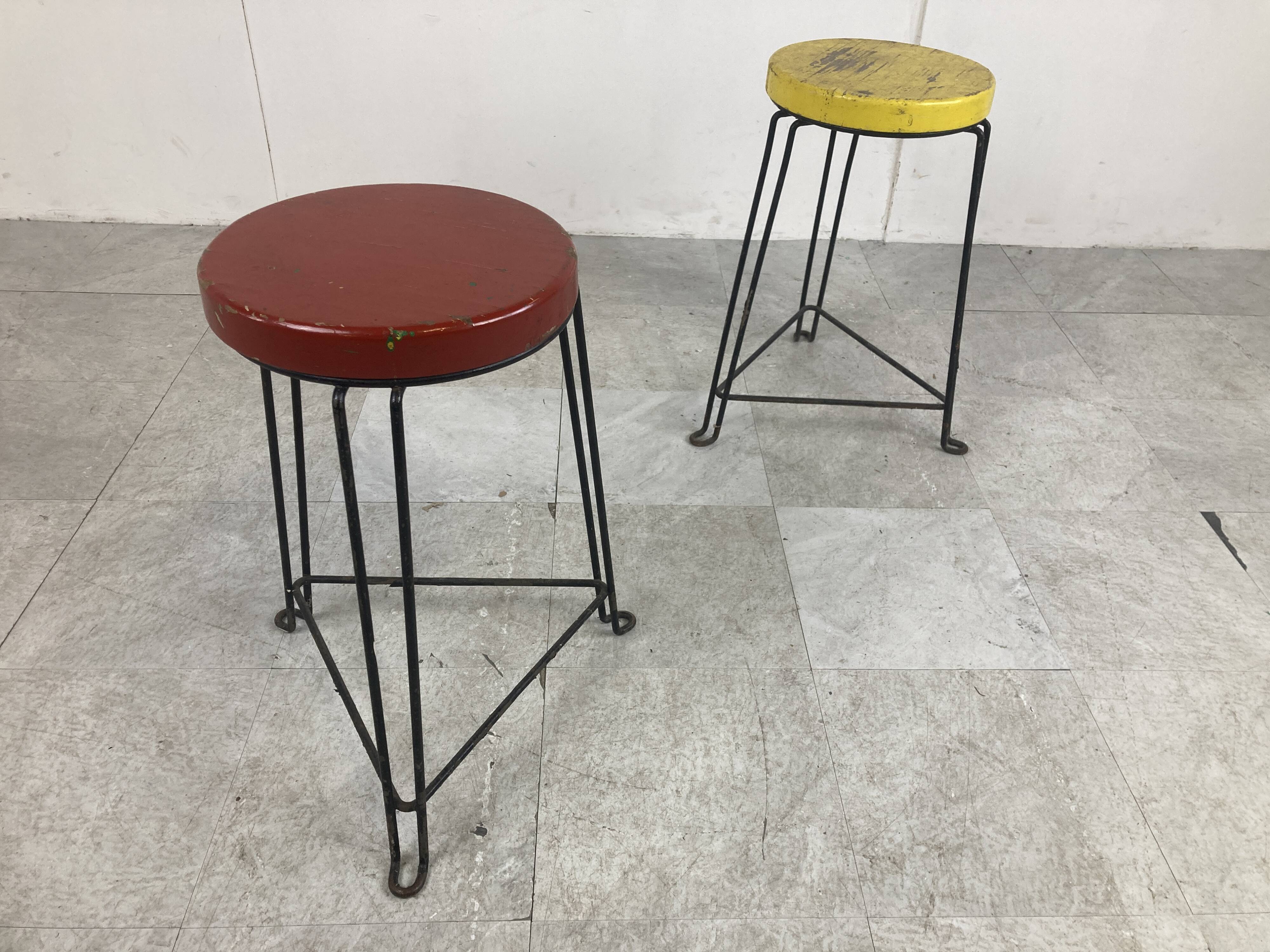 Pair of mid century industrial stools, 1950s