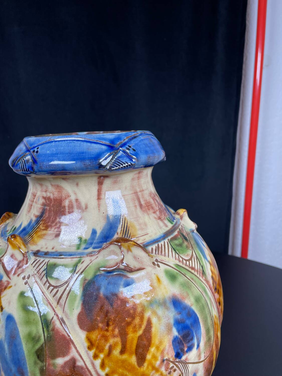 Large signed colorful vase