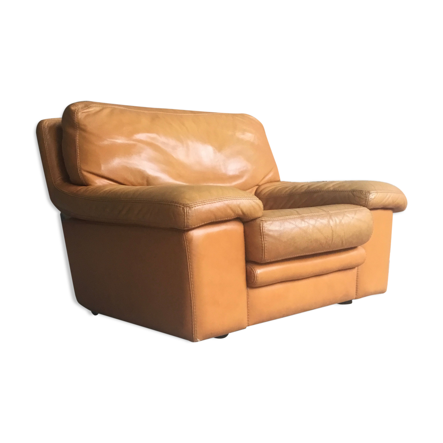 Roche Bobois leather armchair - cognac - 1990