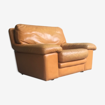 Fauteuil en cuir Roche Bobois couleur cognac 1990