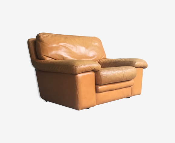 Fauteuil en cuir Roche Bobois couleur cognac 1990
