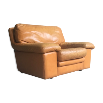 Roche Bobois leather armchair - cognac - 1990