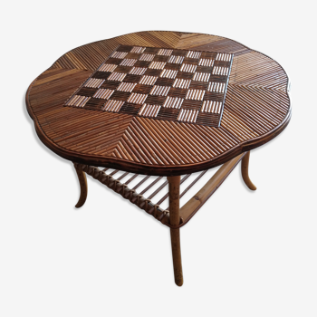 Chessboard rattan coffee table